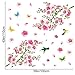 LiveGallery Pink Cherry Blossom Flower Birds Vinyl Art Wall Decal Brown 3D Peel and Stick DIY Tree Branch Wall Stickers Decor for Girls Teens Baby Bedroom Nursery Living Room Home Decoration