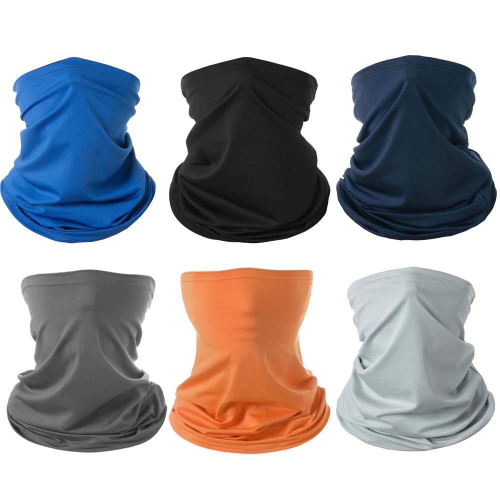 6 Pieces Summer Face Cover Scarf Mens Neck Gaiter For Men Women UV Protection Face Breathable Sun Protection Cycling Running