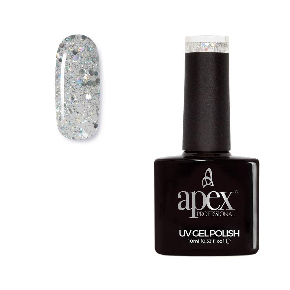 Apex® Professional Glitter Gel Nail Polish, Rainbow Bling [G-02], Essentials Range, UV CFL/LED Soak-Off Gel Polish, 10ml