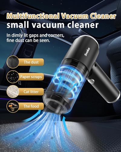 Image of Svoko 4-in-1 Portable Vacuum Cleaner for Car Use,10000Pa Powerful Suction, Rechargeable Battery, Brushless DC Motor, Low Noise, for Home, Car Small Handheld Vacuum Cleaners for Dust