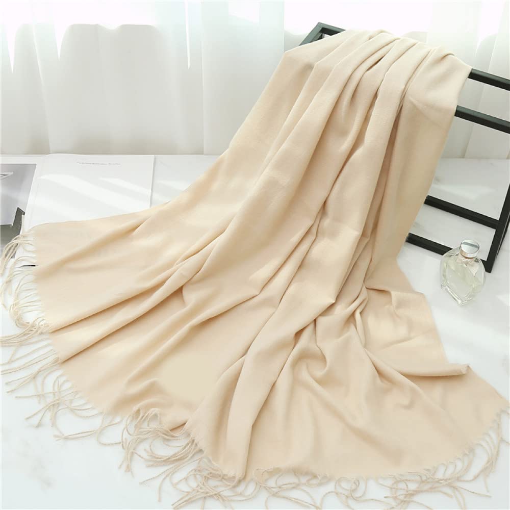 Bufanda de Mujer - Bufanda de Invierno para Mujer Chales de Cachemira Envuelve Mujeres Sólido Largo Hijab Estolas Suave y cómoda Borla Otoño para Bodas Regalos para Mujeres (Estilo C Talla única