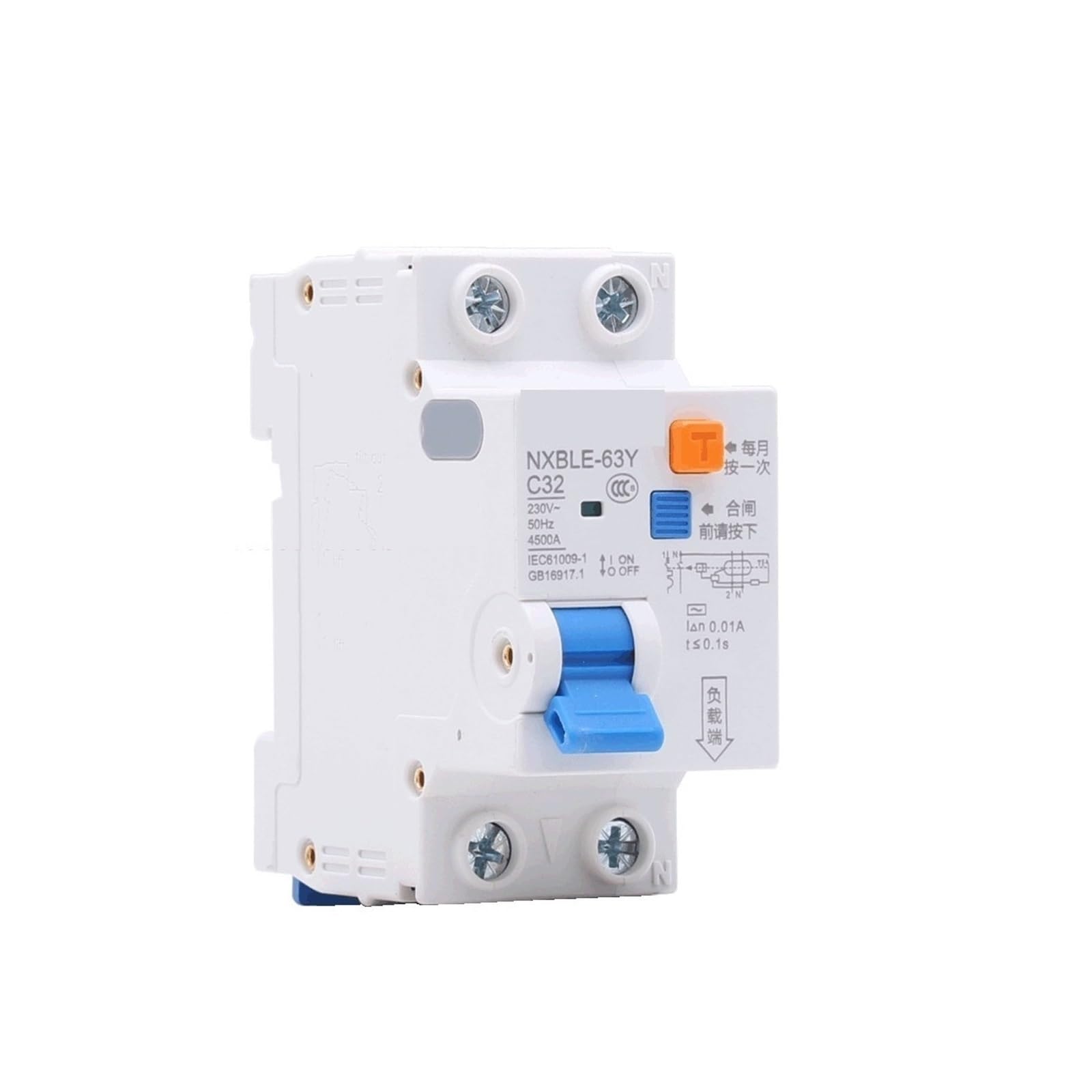 Interruptor Diferencial 1P+N disyuntor de corriente residual NXBLE-63Y 32A 0,01A