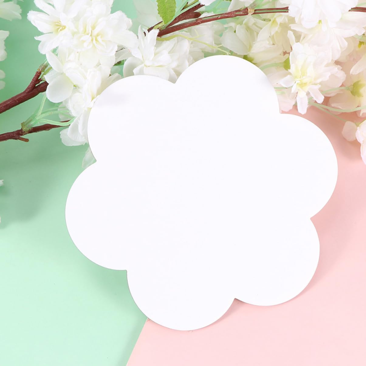Flower Shaped Canvas Boards for Painting, 5pcs White Panels
