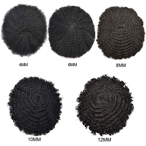 Afro Toupee for Black Men 8X10 All Transparent French Lace Kinky Curly Human Hair African American Mens Replacement System Wigs (Afro Wavy 4mm, #1B Natural Black) - Image 3