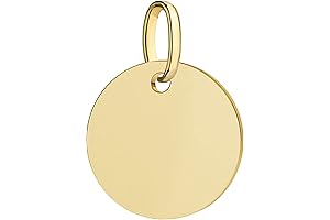 Personalized Solid 10K Gold Disc Pendant Necklace for Women