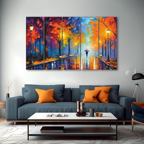 Image of The Castle Decor Trees passage painting with frame 5 Big Size (27x48) Wall Art for living room,Bedroom,Drawing room,Hotels-Wooden Framed-Digital Painting