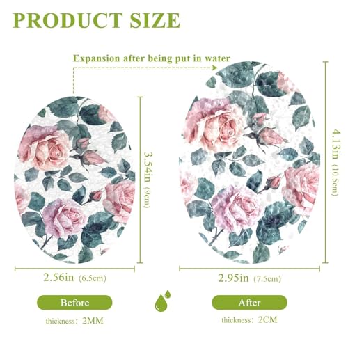 Image of CEBUGI Non-Scratch Scrub Sponges 3 Pack Kitchen Sponges for Washing Dishes,Cleaning Supplies for Kitchen Bathroom Household(Pink Blooming Roses)