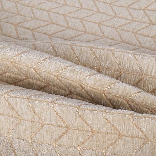 Image of Premium Chenille Woven Anti-Slip 2 Seater Sofa Cover with Arm Rest | L-Shape Sofa Seat Protector for Living Room | Durable & Stylish Slipcover - Beige 3D