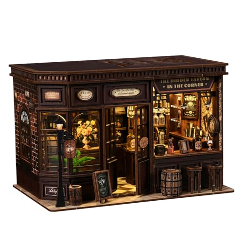 Kaayeewood Kit per angolo libro, puzzle 3D in legno per adulti, kit fai da te in miniatura per adulti, libro con luce LED, regali per familiari, amici e amanti dei libri, decorazione per libreria