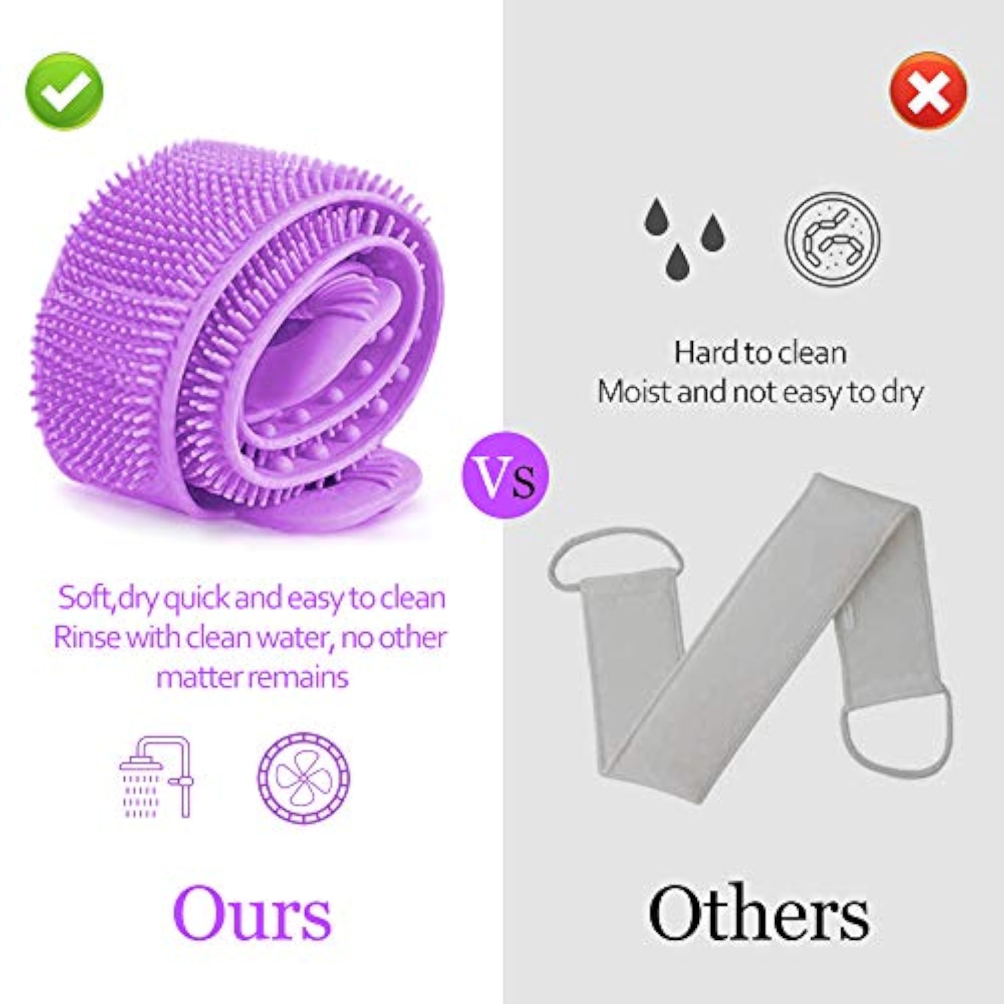 Back Scrubber for Shower with Two Sizes