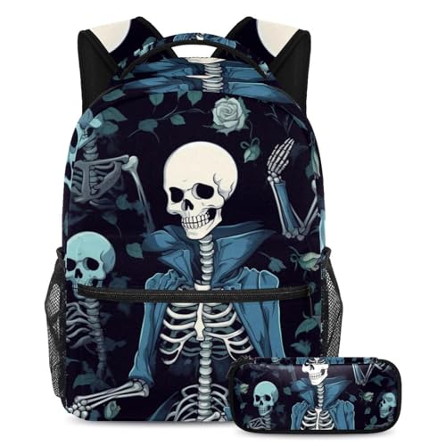 Sac à dos crâne et fleurs pour les cours et les sorties des étudiants
