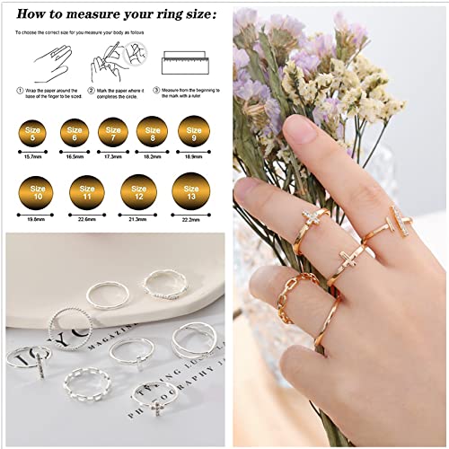 Honsny 8Pcs 14K Dainty Gold Plated Stacking Rings For Women Gold Knuckle Stackable Ring Sets Silver Rings For Teen Girls Eternity Gold Filled Band Rings Size 5 To 10 #TOP2