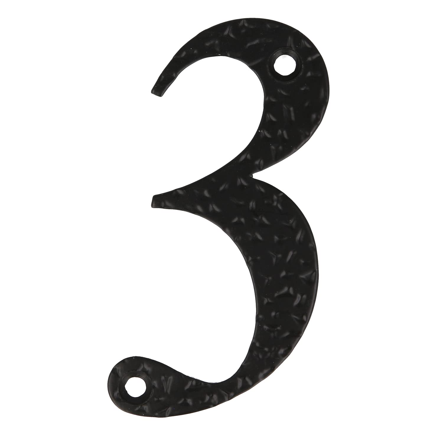 Amig - Number for Houses or Gates | No. 3 | 100 x 65 mm | For Exterior Walls or Walls of Homes | Made of Steel Finished in Black Epoxy | Forging Style | Includes Studs and Coach Screws