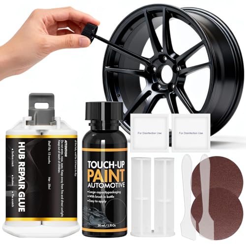 NoxGule Pintura para Llantas de Coche, Pintura Negra Coche, Arañazos Coche Negro, Repara Arañazos y Abrasiones en Llantas, Apto para Coches, Bicicletas Motocicletas - Efecto Reparador es Evidente