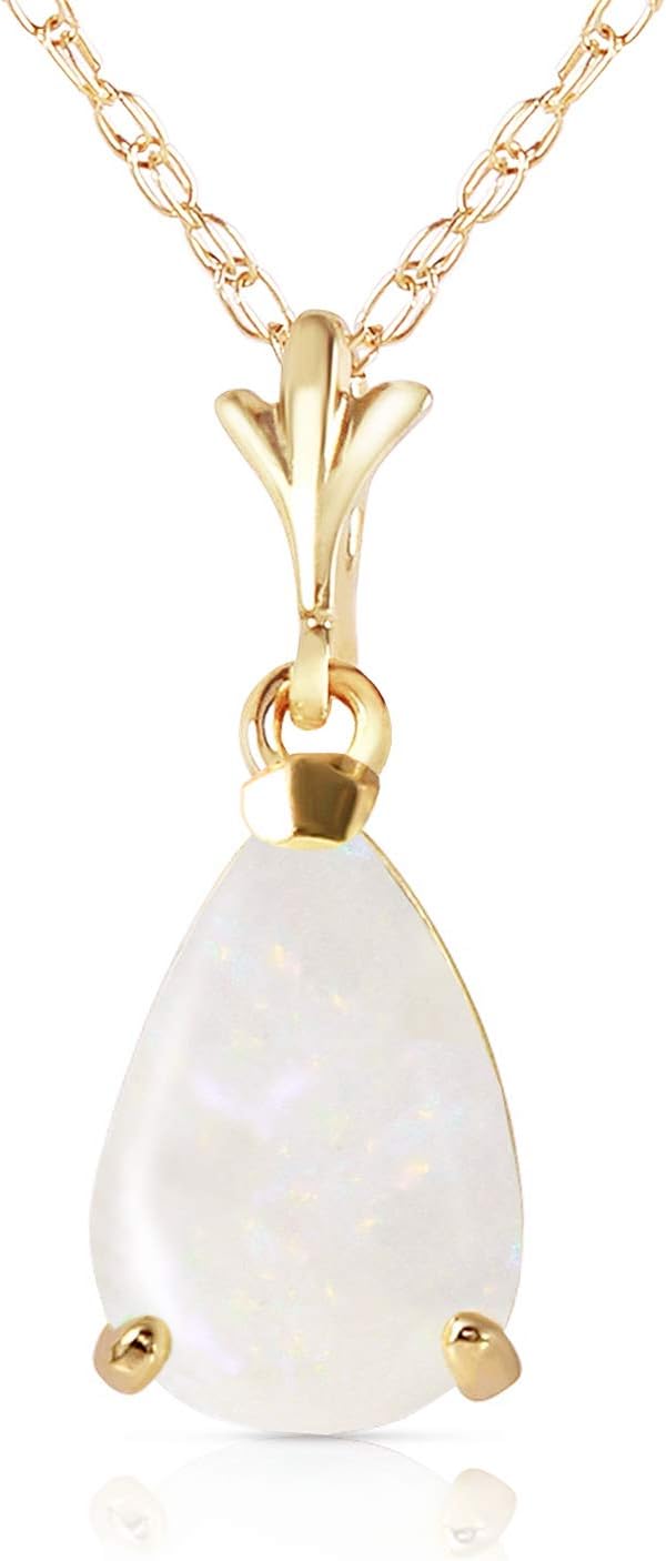 Galaxy Gold GG 14k 20" Yellow Gold Natural Pear-shaped Opal Drop Pendant Necklace - Image 4