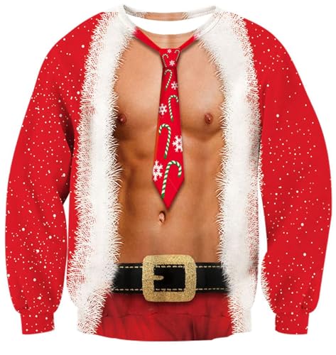 Image of NebulaGlam Unisex Christmas Pullover 3D Printed Xmas Jumper Unisex Ugly Christmas Pullover Funny Long Sleeve Sweatshirt (XL)