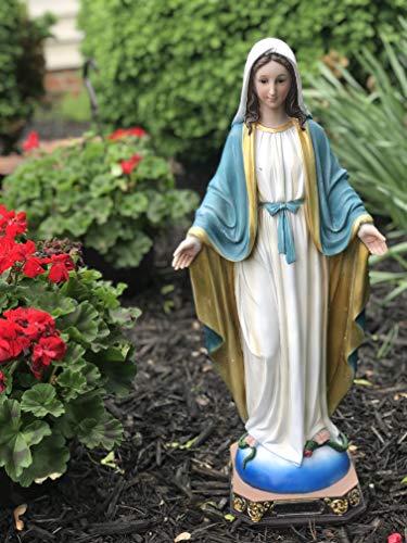 Blessed Virgin Mother Mary Outdoor Statue - 24" Polyresin Immaculate Conception Religious Statue For Garden, Outdoor, Patio, Cemetery Grave Stone (24 Inch) #TOP1