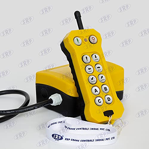 Image of SRP Single Speed Crane Wireless Radio Remote Control 6 Push Button Switch Industrial Channel Electric Lift Hoist Radio Switch Receiver (10+2) Button- 24V AC