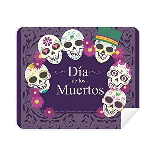 Chiffon de Nettoyage Lunettes Tête de Mort d'Illustration en Daim Anti-Traces 2 pcs