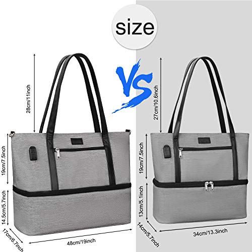 Monstina Lunch Tote Bag For Women Men,Large 2 Layer Lunch Bag With Usb Port Thicken Aluminum Foil Reusable Lunch Box For Office (Gray) #TOP4