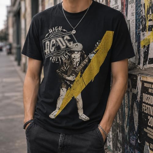 Tee-shirt noir AC-DC taille L en coton pour fan de rock - 2