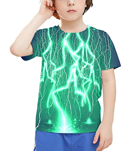 Image of Linnhoy Kids 3D Print Fashion Graphic T-Shirts for Boys Girls 6-16 Years | Unisex Colorful Short Sleeve, Crewneck, Breathable Fabric, Suitable for Daily Sport Festival Wear