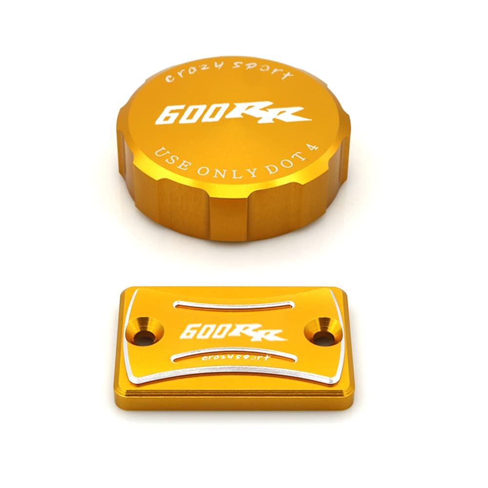 crazy sport Front Rear Fluid Reservoir Cover For HONDA CBR600RR CBR 600RR 2008-2017 Brake Master Cylinder With Logo CNC Aluminum Motorcycle Accessories 2016 2015 2014 2013 2012 (Gold)