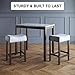 Nathan James Viktor 3 Piece Dining Set, Heigh Kitchen Counter Pub or Breakfast Table with Marble Top and Fabric Wood Base Seat, Gray/Dark Brown