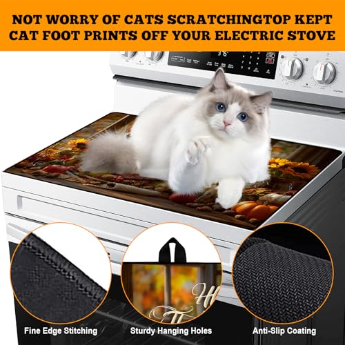 Image of Multi-Design Stove Cover for Glass /Electric Stoves - 3-in-1 Heat-Resistant Protector Mat, Non-Slip Drying Rack 28 inchx20 inch