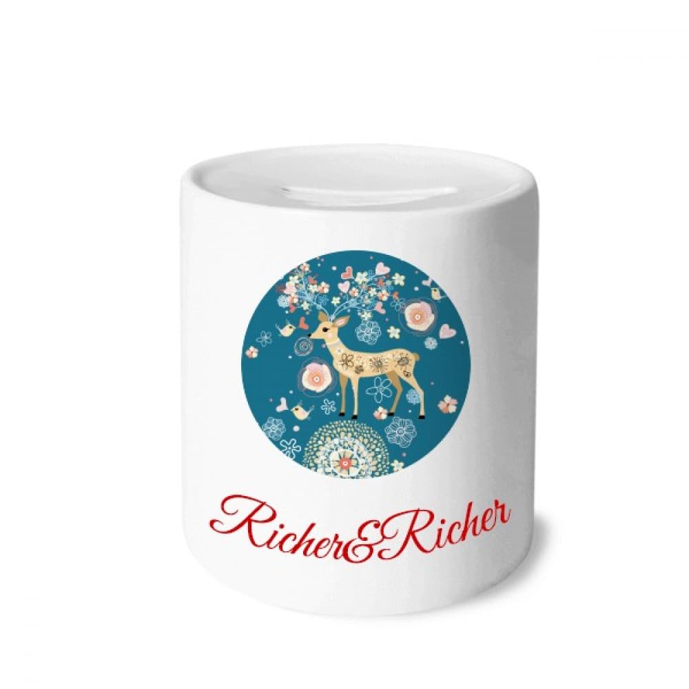 Tirelire en forme de cerf fleur bleue, boîte de rangement de monnaie originale