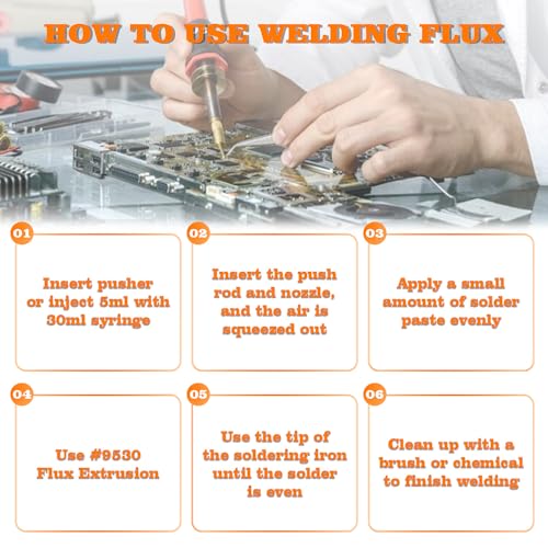 Image of 30mL No-Clean Solder Flux Lead-Free Solder Flux with 2 Metering Tools for LED SMD PCB BGA Electronic Soldering (1.62 oz /46 g)