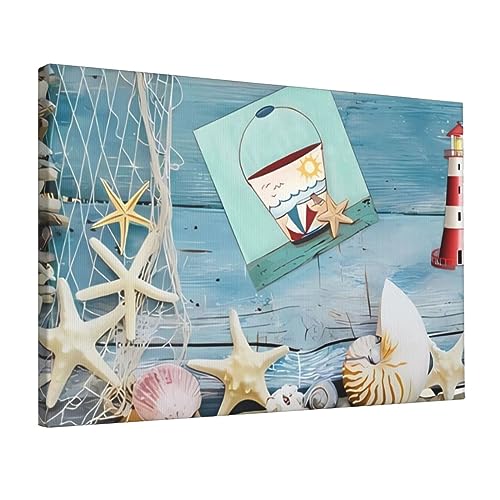Toile murale salon décoration intérieur paysage phare mer 45cm