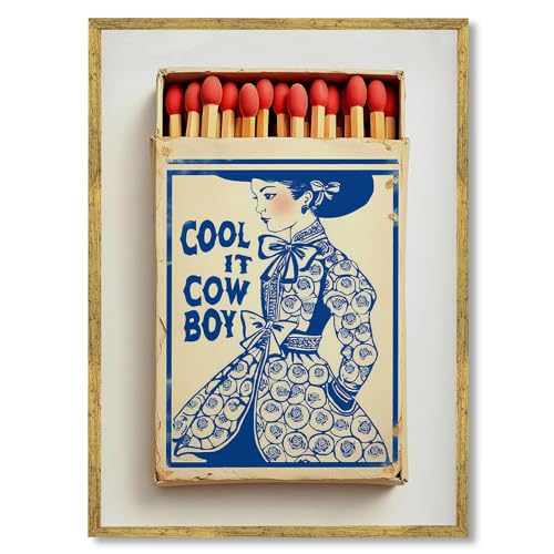 Cool It Cowboy Matchbook Print Coastal Cowgirl Canvas Wall Art
