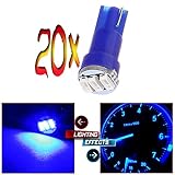 cciyu 20 Pack Blue T5 3-3014 SMD Wedge LED Light Bulbs 74 17 18 37 70 73 2721 Replacement fit for Instrumental Cluster Gauge Dashboard