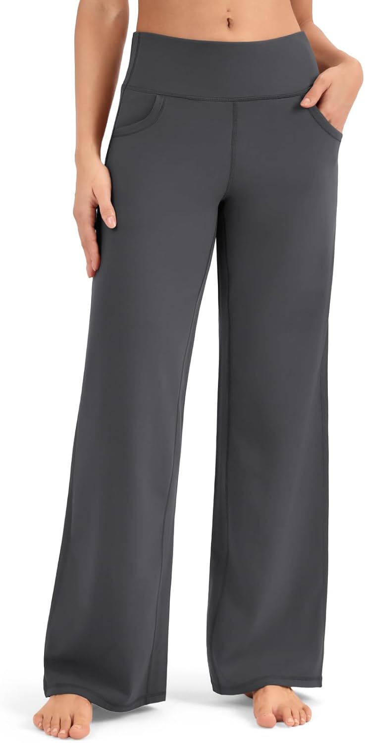 Yoga Pants Women Wide Leg Pants Woman with Pockets High Waist Stretch Dress Casual Sweatpants Petite/Regular/Tall