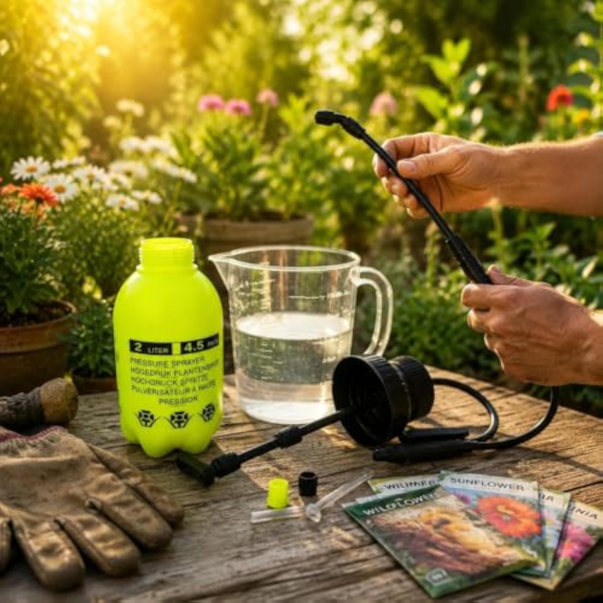 Manual Pressure Sprayer Bottle, Translucent 2L