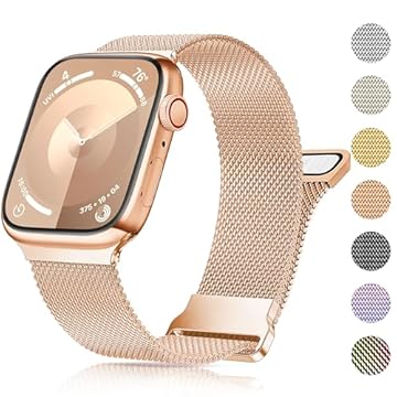 Pulseira de metal compatível com Apple Watch de 49 mm/46 mm/45 mm/44 mm/(42 mm S3/2/1), fecho magnético de malha de aço inoxidável ajustável, para mulheres e homens Ultra2/1 séries 10 9 8 7 6 5 4 3 2