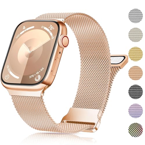 Bracelet boucle milanaise Apple Watch or rose pour homme et femme de 1 à SE