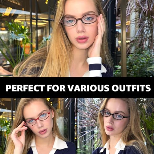 Image of TJUTR Office-Siren Bayonetta Glasses, Blue Light Computer Glasses for Women, Y2K Small Rectangle Frame Eyewear Anti Eyestrain