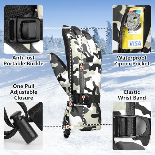 Snow Gloves,Touchscreen Ski Mittens, 3M Thinsulate Warm Cold Weather Ski Gloves for Parent Boys Girls4