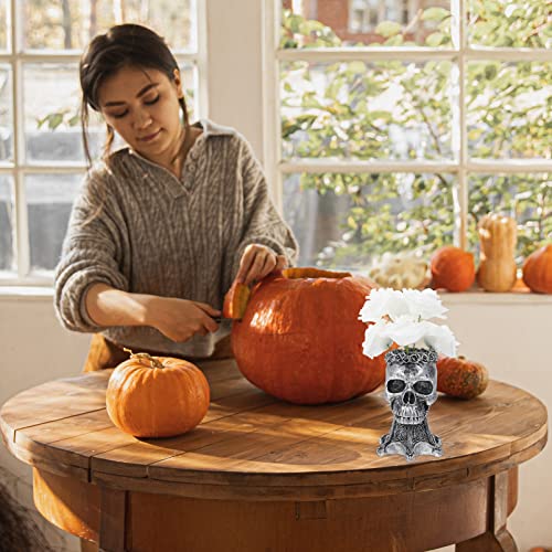 IMIKEYA Garrafa de flores vaso crânio vaso de flores resina ornamento de caveira para decoração de H