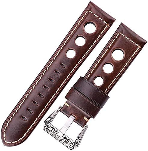 Bracelet de montre homme cuir marron 24mm, idéal pour un style casual ou professionnel