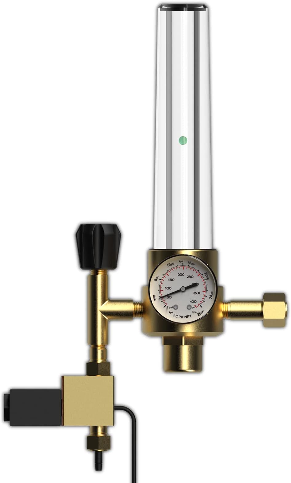CO2 Regulator, Carbon Dioxide Monitor with Solenoid Valve and Gas Flow Meter, CO2 Gauge Gas System for Grow Tents, Grow Rooms, and Greenhouses