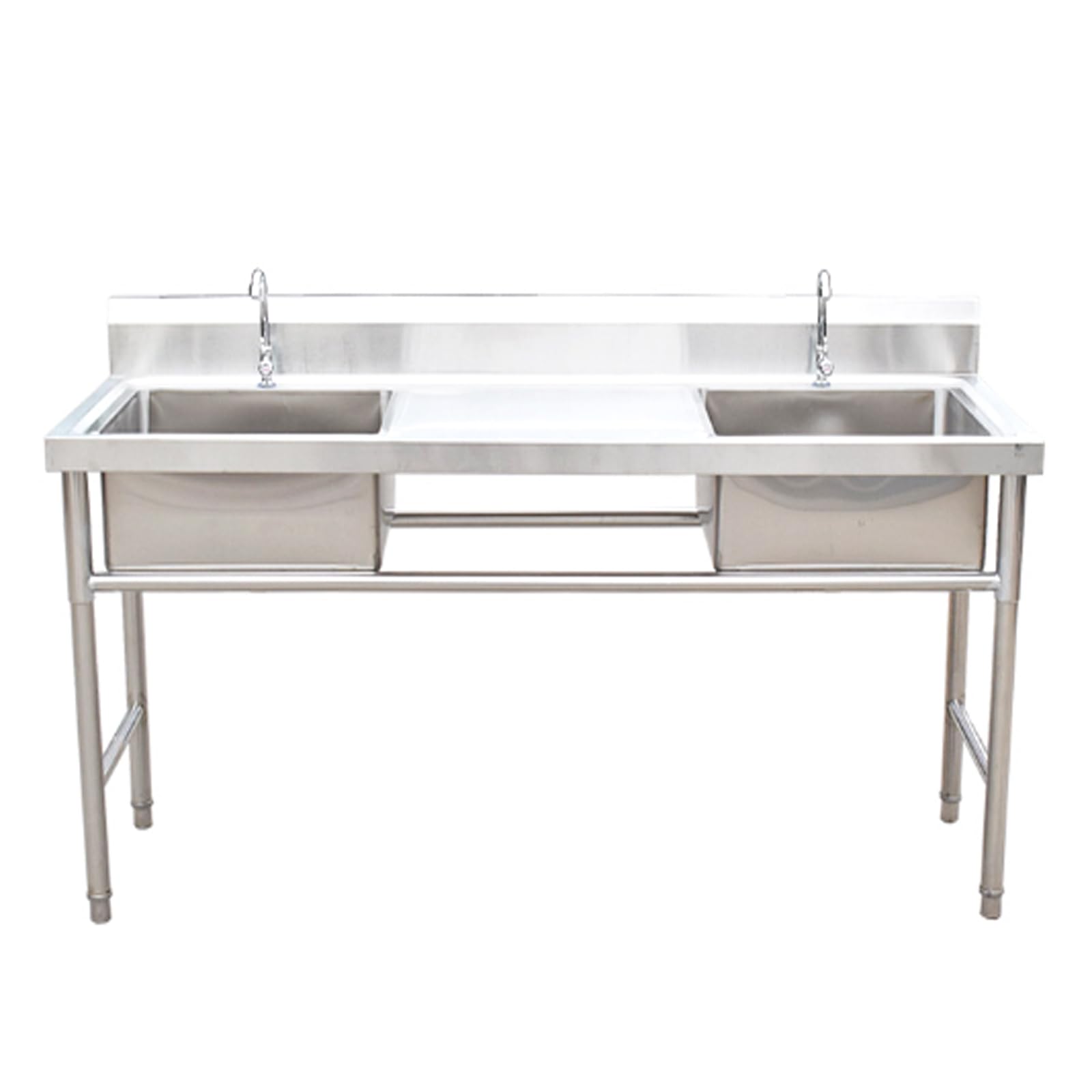 YNIYUJKL Commercial Restaurant Sink, Freestanding 3 Compartment Stainless Steel Sink, With Drainboards Commercial Workstation Sink Basin For Outdoor Garage Restaurant