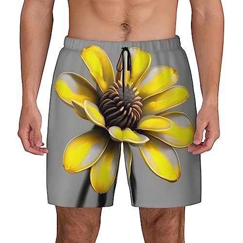 Short de bain décontracté homme motif floral jaune gris premium