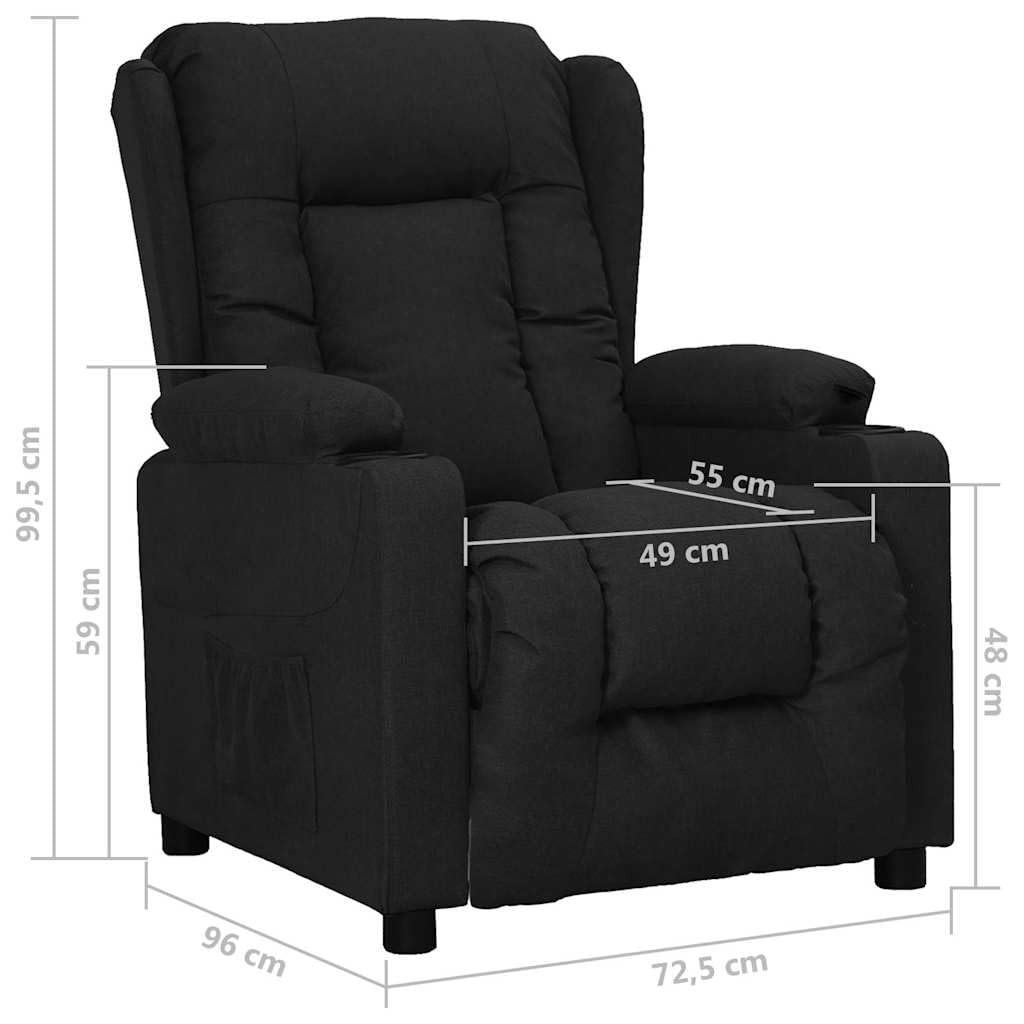 Poltrona relax per TV, con portabicchieri, in tessuto, colore nero