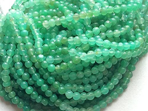 Perles de chrysoprase vertes pour création de bijoux de lithothérapie et colliers