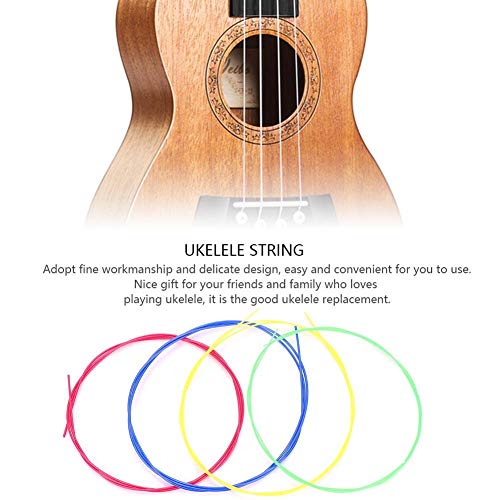 Dilwe Ukulele Saiten Set, 4 Teile/Satz Bunte Nylon Saiten Ersatzteil Zubehör für Ukulele