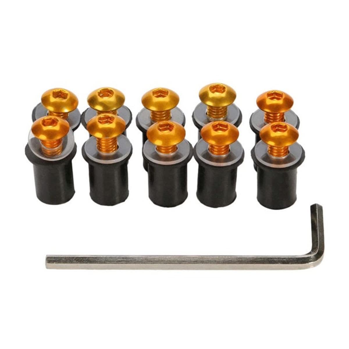 BELOMI 10 Pack 0.71 x 0.4 Inch Motorcycle Windshield Bolt Kit, Gold