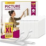 Emitever Picture Hanging Strips 20 Pairs (40 Strips, XL) Holds Up to 7.2 kg, Wall Stickers for Picture Hanging, No Nails Damage-Free Frame Poster Hangers for Frames Signs Home Decor White
